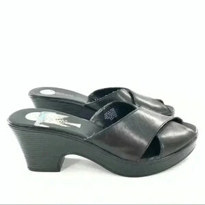 Kenneth Cole reaction sandals 7.5 head light black leather Y2k chunky vintage
